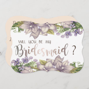 Elegante Chic Watercolor Blume Bridesmaid Card Einladung