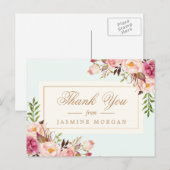 Elegante Chic Watercolor Blume Vielen Dank Postkarte (Vorne/Hinten)