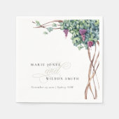 Elegante Chic Watercolor Grapevine Foliage Hochzei Serviette (Vorderseite)