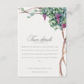 Elegante Chic Watercolor Grapevine Hochzeit Detail Begleitkarte (Vorderseite)