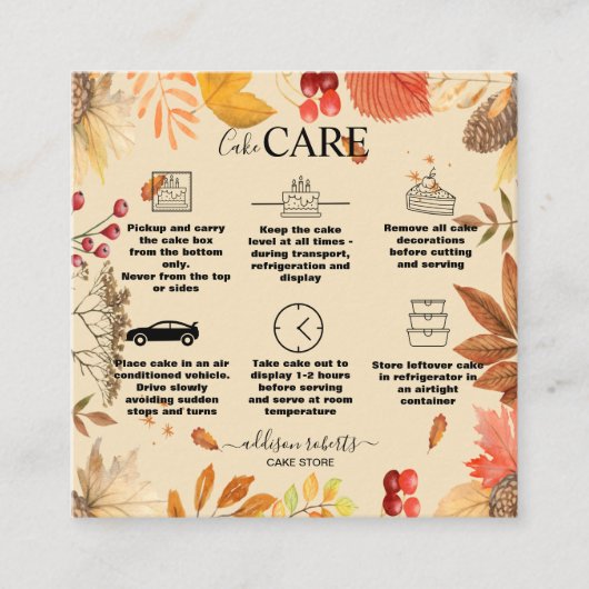 Elegante Chic Watercolor Herbstliche Blume Quadratische Visitenkarte (Vorderseite)