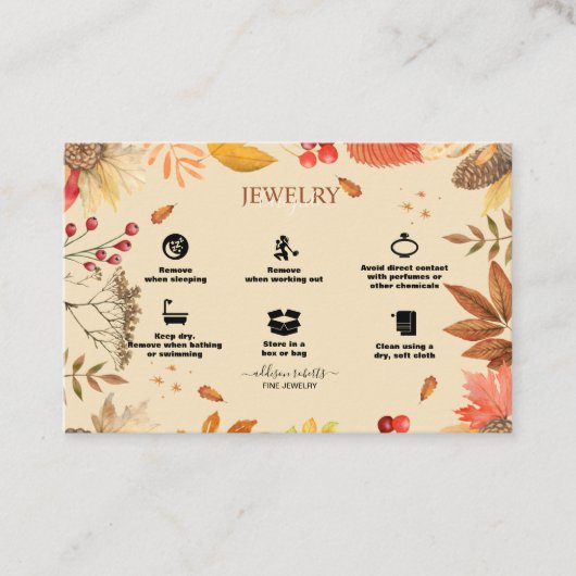 Elegante Chic Watercolor Herbstliche Blume Visitenkarte (Vorderseite)