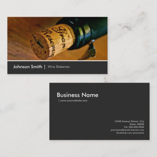 Elegante Chic Wein Flasche Salesman Verkäufer Visitenkarte (Vorne/Hinten)
