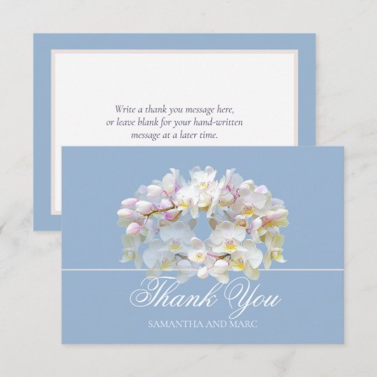 Elegante Chic Weiße Orchidee Hochzeitsdusche Danke (Vorne/Hinten)