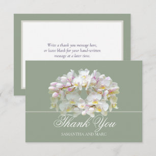 Elegante Chic Weiße Orchideen-Braut-Dankeskarten Dankeskarte