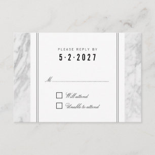 Elegante Chic White Gray Marble Wedding RSVP Card