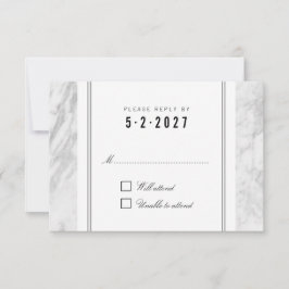 Elegante Chic White Gray Marble Wedding RSVP Card Karte