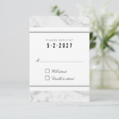 Elegante Chic White Gray Marble Wedding RSVP Card Karte (Stehend Vorderseite)