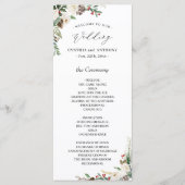 Elegante Chic Winter Floral Holly Berries Wedding Programm (Vorderseite)