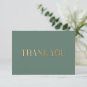 Elegante Chic WinterGreen Gold Danke Foto Card (Stehend Vorderseite)