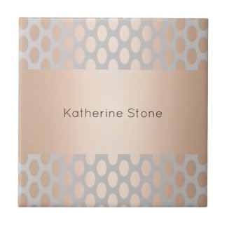 Elegante Chick Rose Gold Polka Dots Muster Grau Fliese