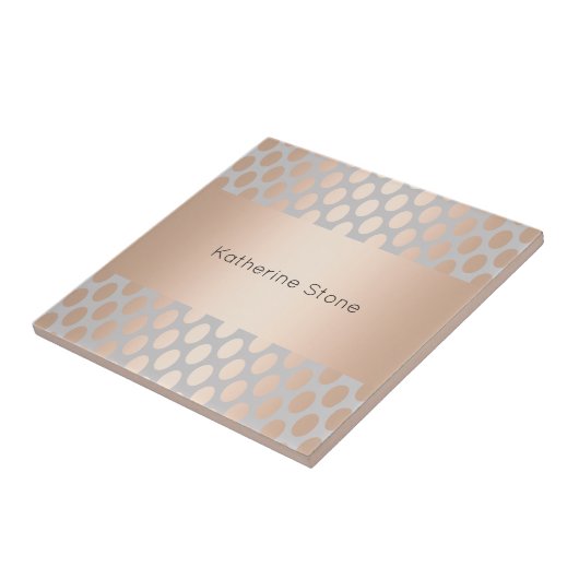 Elegante Chick Rose Gold Polka Dots Muster Grau Fliese (Seite)