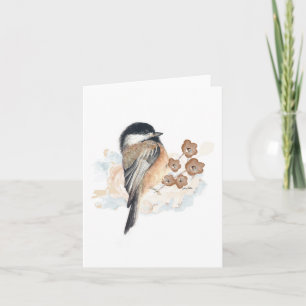 Elegante Chickadee-Aquarell-Notizkarte
