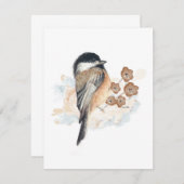 Elegante Chickadee Wasserfarbenkarte (Vorne/Hinten)