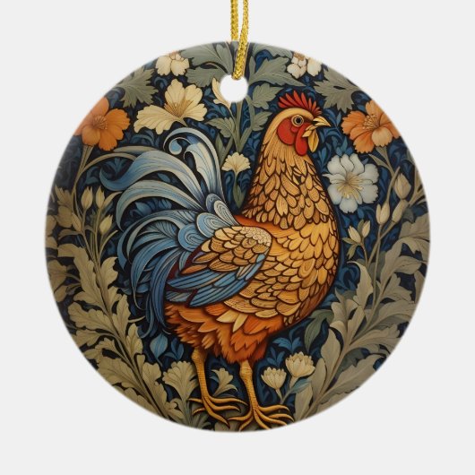 Elegante Chicken William Morris Inspiriert Keramik Ornament (Vorne)