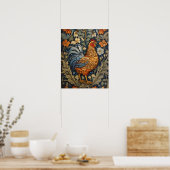 Elegante Chicken William Morris Inspiriert Poster (Küche)