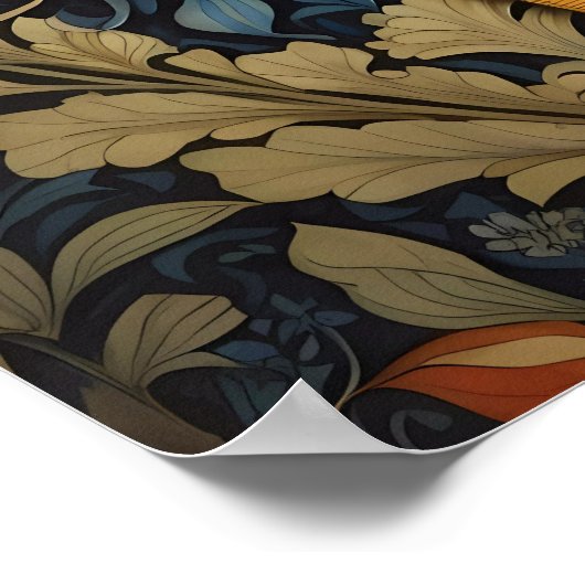 Elegante Chicken William Morris Inspiriert Poster (Ecke)