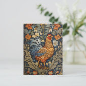 Elegante Chicken William Morris Inspiriert Postkarte (Stehend Vorderseite)
