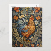 Elegante Chicken William Morris Inspiriert Postkarte (Vorne/Hinten)