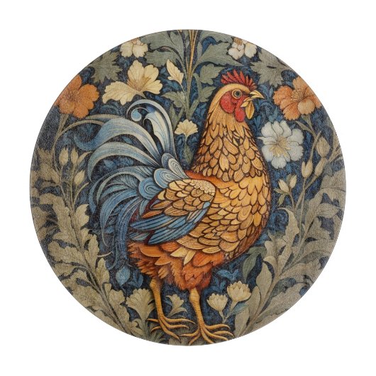 Elegante Chicken William Morris Inspiriert Schneidebrett (Vorderseite)
