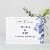 Elegante China Blue Wedding speichern das Datum Save The Date (Stehend Vorderseite)