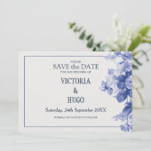 Elegante China Blue Wedding speichern das Datum Save The Date (Stehend Vorderseite)