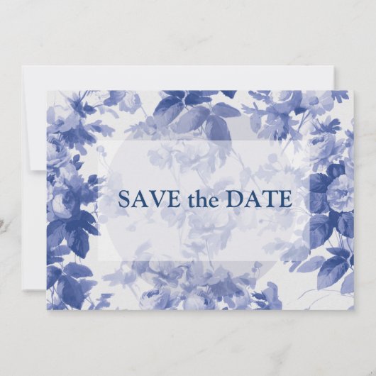 Elegante China Blue Wedding speichern das Datum Save The Date (Rückseite)