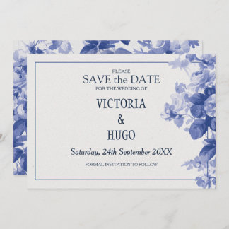 Elegante China Blue Wedding speichern das Datum Save The Date