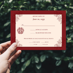 Elegante chinesische Hochzeitsfeier RSVP Einladung