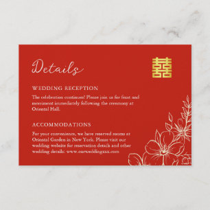 Elegante chinesische Hochzeitsskripte Rote Details Begleitkarte