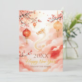 Elegante chinesische Neujahrsblüte der Aquarellkir Feiertagskarte (Stehend Vorderseite)