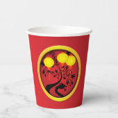 Elegante chinesische New Year Dragon Gold Lanterns Pappbecher (Rückseite)