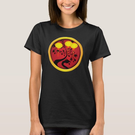 Elegante chinesische New Year Dragon Gold Lanterns T-Shirt (Vorderseite)
