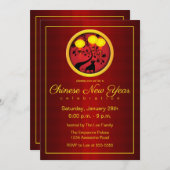 Elegante chinesische New Year Ox Gold Lanterns Einladung (Vorne/Hinten)