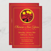 Elegante Chinesische Silvesterkaninenstrahlen Einladung (Vorne/Hinten)