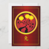 Elegante Chinesische Silvesterkaninenstrahlen Einladung (Rückseite)