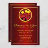 Elegante Chinesische Silvesterkaninenstrahlen Einladung (Vorne/Hinten)