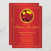 Elegante chinesische Silvesterschlangen Einladung (Vorne/Hinten)