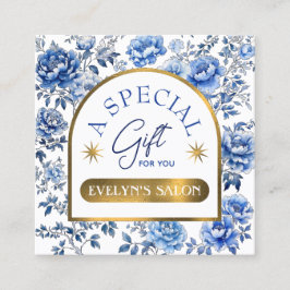 Elegante Chinoiserie Blau Blumen Geschenkkarte Quadratische Visitenkarte