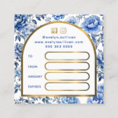 Elegante Chinoiserie Blau Blumen Geschenkkarte Quadratische Visitenkarte (Rückseite)