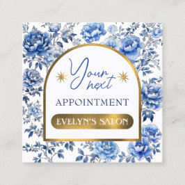 Elegante Chinoiserie Blaue Blumen Terminkarte Quadratische Visitenkarte