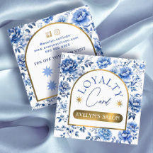 Elegante Chinoiserie Blaue Blumen Treuekarte