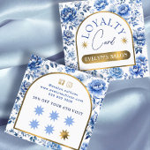 Elegante Chinoiserie Blaue Blumen Treuekarte Quadratische Visitenkarte