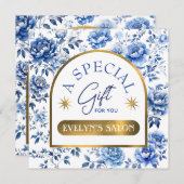 Elegante Chinoiserie Blumen Geschenkgutschein (Vorne/Hinten)