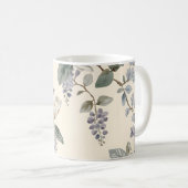Elegante Chinoiserie Blumen & Vögel Kaffeetasse (VorderseiteRechts)