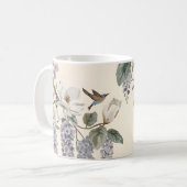 Elegante Chinoiserie Blumen & Vögel Kaffeetasse (Vorderseite Links)