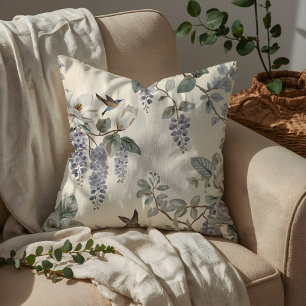 Elegante Chinoiserie Blumen & Vögel Kissen