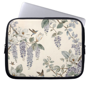 Elegante Chinoiserie-Blumen & Vögel Laptopschutzhülle