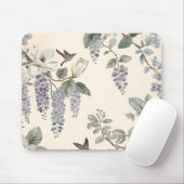 Elegante Chinoiserie Blumen & Vögel Mousepad (Mit Mouse)