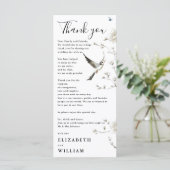 Elegante Chinoiserie Blumenzettel Dankeschön Karte (Stehend Vorderseite)